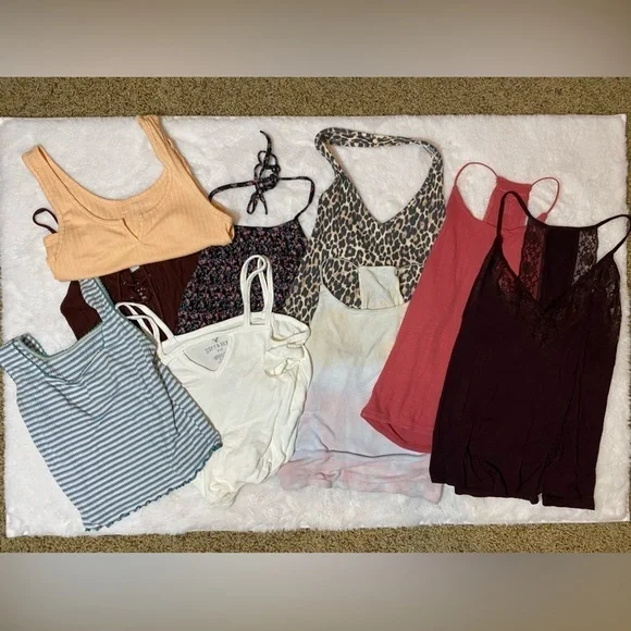 9 BUNDLE American Eagle Soft & Sexy Ribbed Tank Tops Women’s Size Small - Picture 1 of 13